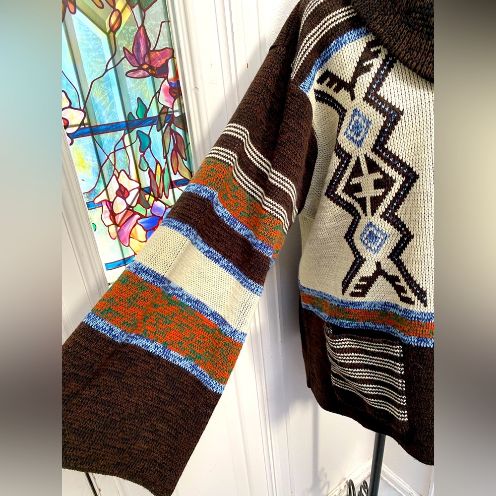 * Vintage 1980’s Aztec Style Southwestern XXL Sweater - Picture 8 of 9